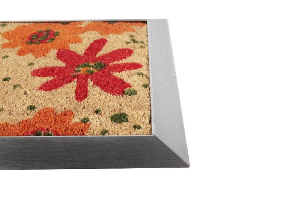 Szagato Fußmatte mit Edelstahl-Rahmen 70x50cm Design 27 Blüten rot SZAGATO Fussmatte außen Fussmatte outdoor Fussmatte innen Schuhabstreifer Fussabtreter im Angebot