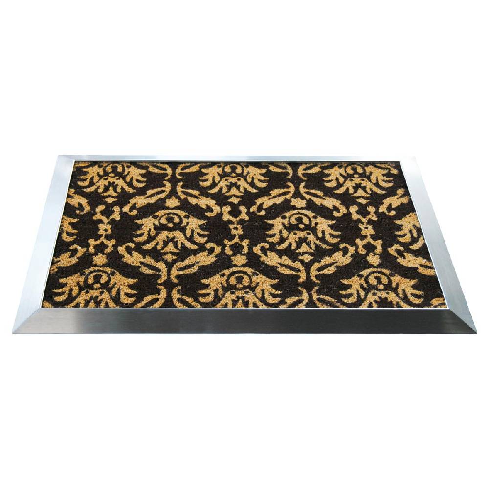 Szagato Fußmatte mit Edelstahl-Rahmen 84x54cm Design 33 Kokos braun SZAGATO Fussmatte außen Fussmatte outdoor Fussmatte innen Schuhabstreifer Fussabtreter