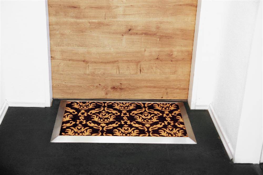 Szagato Fußmatte mit Edelstahl-Rahmen 84x54cm Design 33 Kokos braun SZAGATO Fussmatte außen Fussmatte outdoor Fussmatte innen Schuhabstreifer Fussabtreter Valentinstagsangebot
