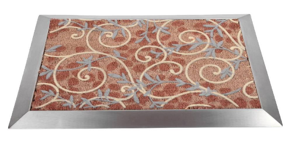 Szagato Fußmatte mit Edelstahl-Rahmen 84x54cm Design 35 Ranken Kokos SZAGATO Made in Germany Edelstahl Schmutzfangmatte Fußabtreter Schmutzabstreifer