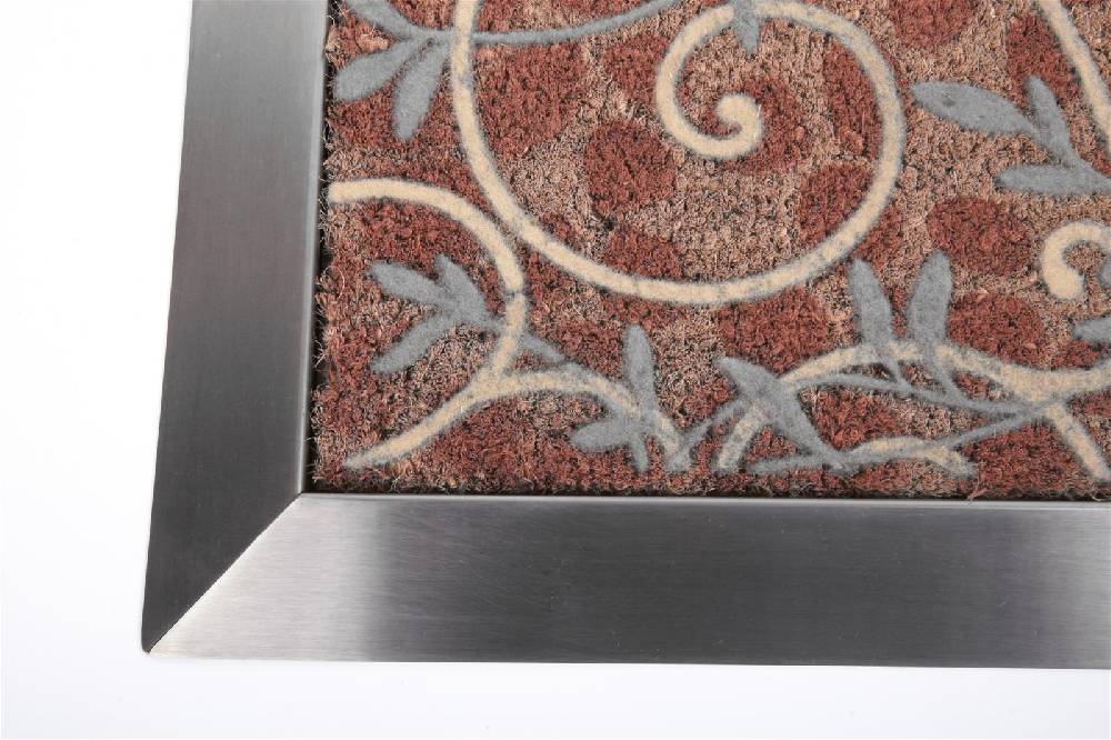 Szagato Fußmatte mit Edelstahl-Rahmen 84x54cm Design 35 Ranken Kokos SZAGATO Made in Germany Edelstahl Schmutzfangmatte Fußabtreter Schmutzabstreifer Lagerräumung