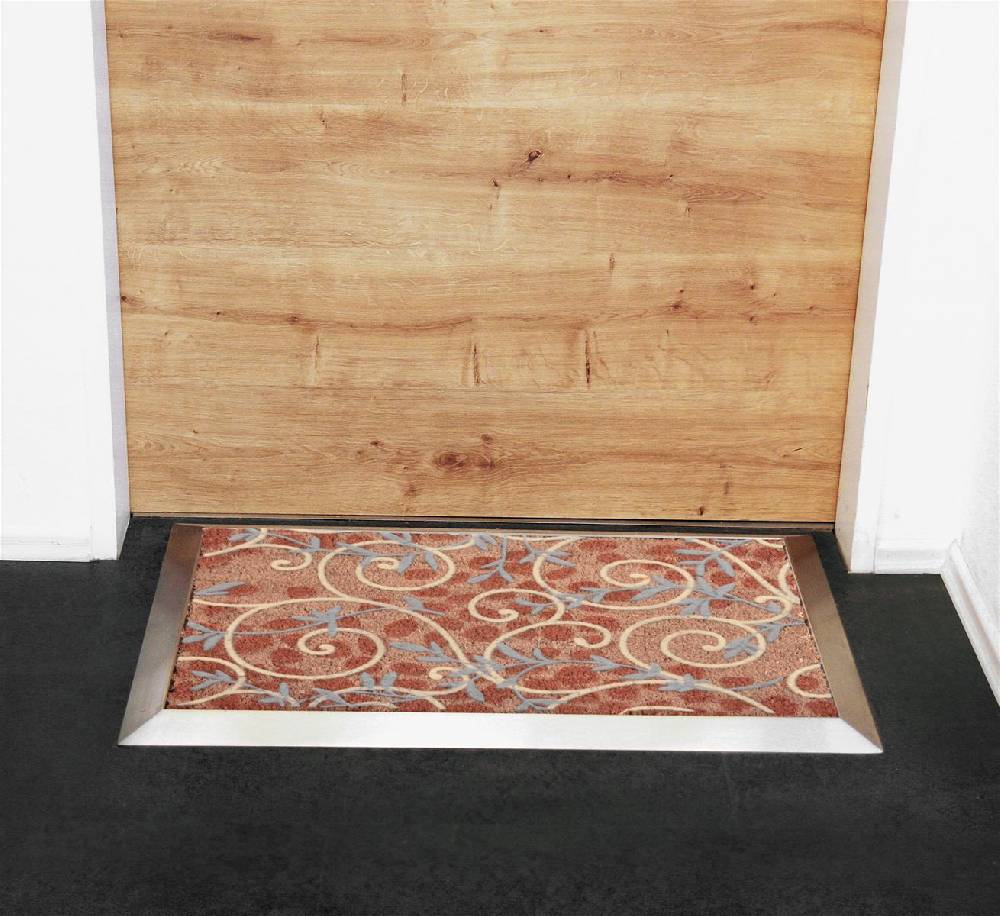 Szagato Fußmatte mit Edelstahl-Rahmen 84x54cm Design 35 Ranken Kokos SZAGATO Made in Germany Edelstahl Schmutzfangmatte Fußabtreter Schmutzabstreifer Lagerräumung