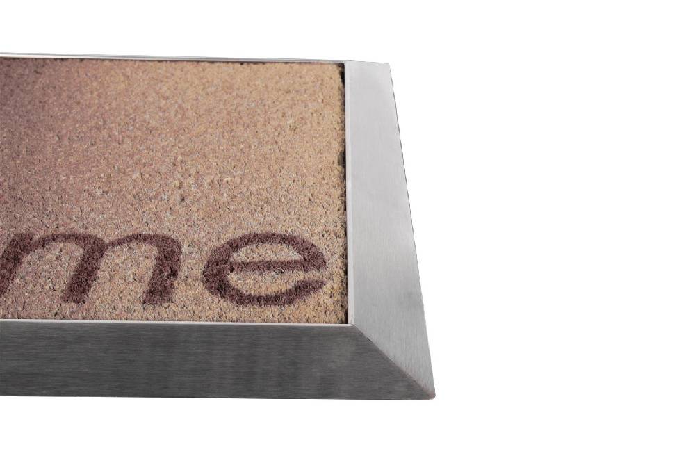 Szagato Fußmatte mit Edelstahlrahmen 84x54cm Design 36 Home hellbraun Kokos SZAGATO Made in Germany Edelstahl Schmutzfangmatte Fußabtreter Schmutzabstreifer Heißer Verkauf