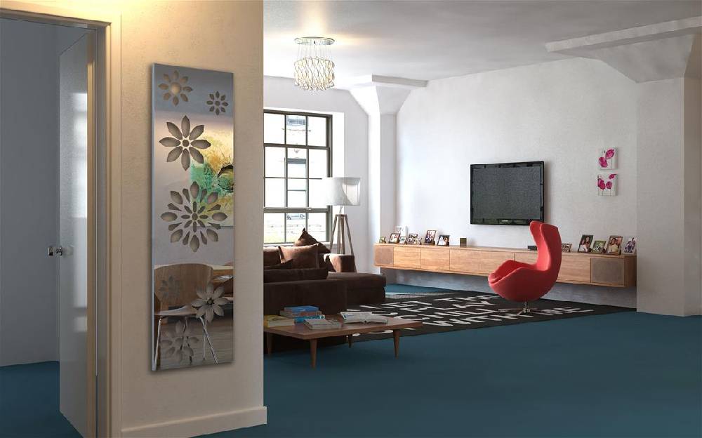 Szagato Garderobe Wandgarderobe Design Flower 140x40cm Edelstahl SZAGATO Garderobe Metall Wand Garderobenpaneel Garderobenleiste Flurgarderobe Flur Exklusive Angebote