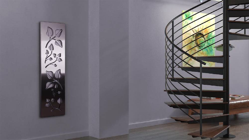 Szagato Garderobe Wandgarderobe Design Leaves 140x40cm Edelstahl matt SZAGATO Garderobe Metall Wand Garderobenpaneel Garderobenleiste Flurgarderobe Flur