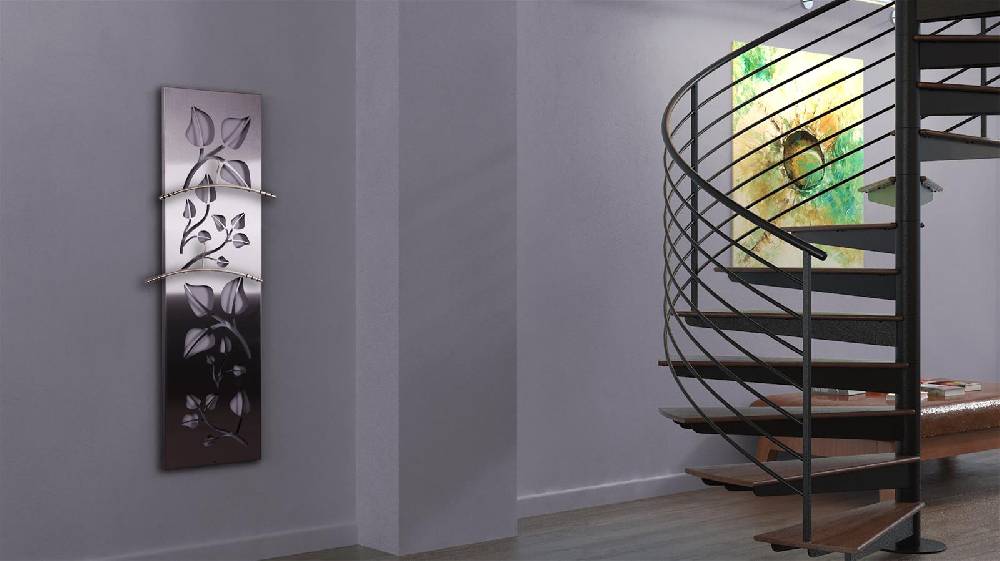 Szagato Garderobe Wandgarderobe Design Leaves 140x40cm Edelstahl matt SZAGATO Garderobe Metall Wand Garderobenpaneel Garderobenleiste Flurgarderobe Flur Große Rabatte