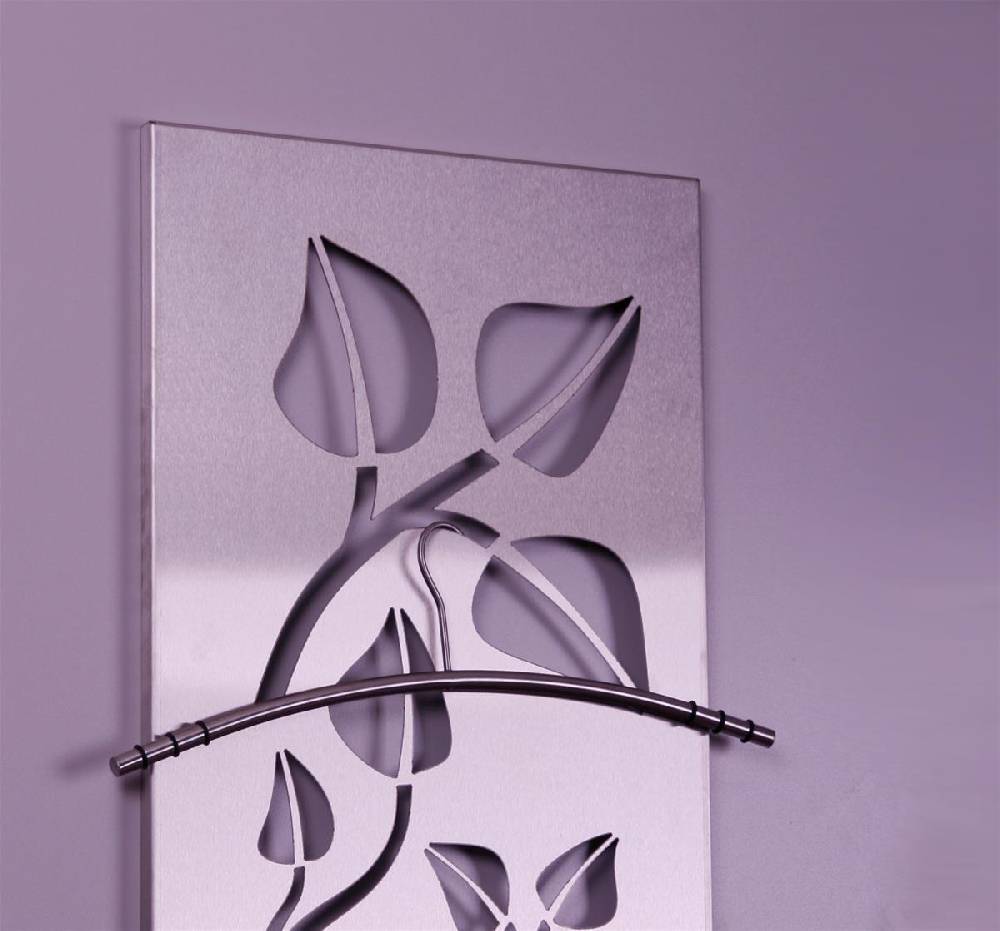 Szagato Garderobe Wandgarderobe Design Leaves 140x40cm Edelstahl matt SZAGATO Garderobe Metall Wand Garderobenpaneel Garderobenleiste Flurgarderobe Flur Große Rabatte
