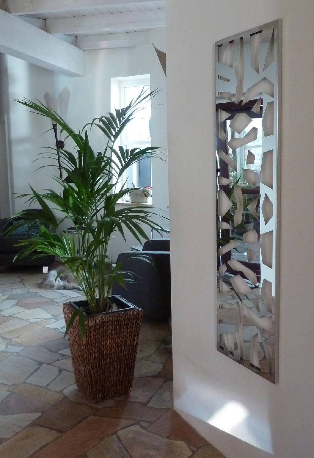 Szagato Garderobe Wandgarderobe Design Mosaik 140x40cm Edelstahl 3D poliert SZAGATO Garderobe Metall Wand Garderobenpaneel Garderobenleiste Flurgarderobe Neuheiten