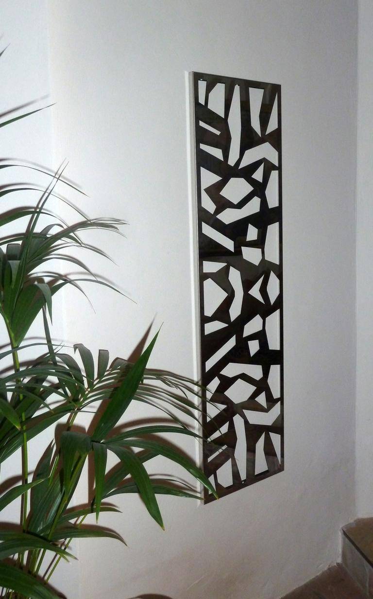 Szagato Garderobe Wandgarderobe Design Mosaik 140x40cm Edelstahl matt SZAGATO Garderobe Metall Garderobe Wand Garderobenpaneel Garderobenleiste Flur