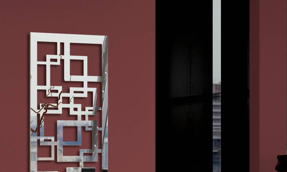 Szagato Garderobe Wandgarderobe Design Quadrat 140x40cm Edelstahl poliert SZAGATO Garderobe Metall Garderobe Wand Garderobenpaneel Garderobenleiste Flur Räumungsverkauf