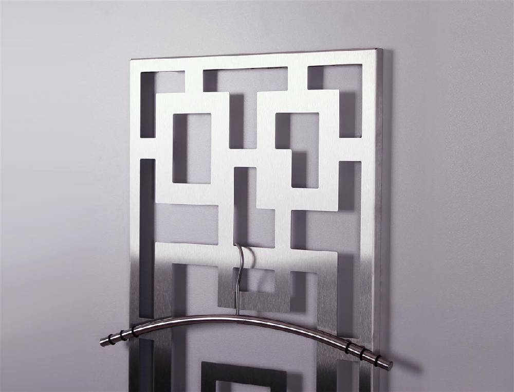 Szagato Garderobe Wandgarderobe Design Rechteck 140x40cm Edelstahl matt SZAGATO Garderobe Metall Garderobe Wand Garderobenpaneel Garderobenleiste Flur Kauf eins, bekomm eins gratis