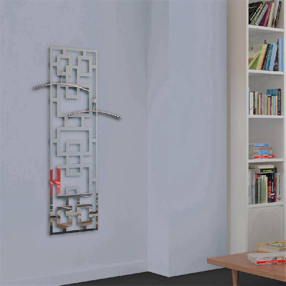 Szagato Garderobe Wandgarderobe Design Rechteck 140x40cm Edelstahl poliert SZAGATO Garderobe Metall Garderobe Wand Garderobenpaneel Garderobenleiste Flur Tägliche Deals