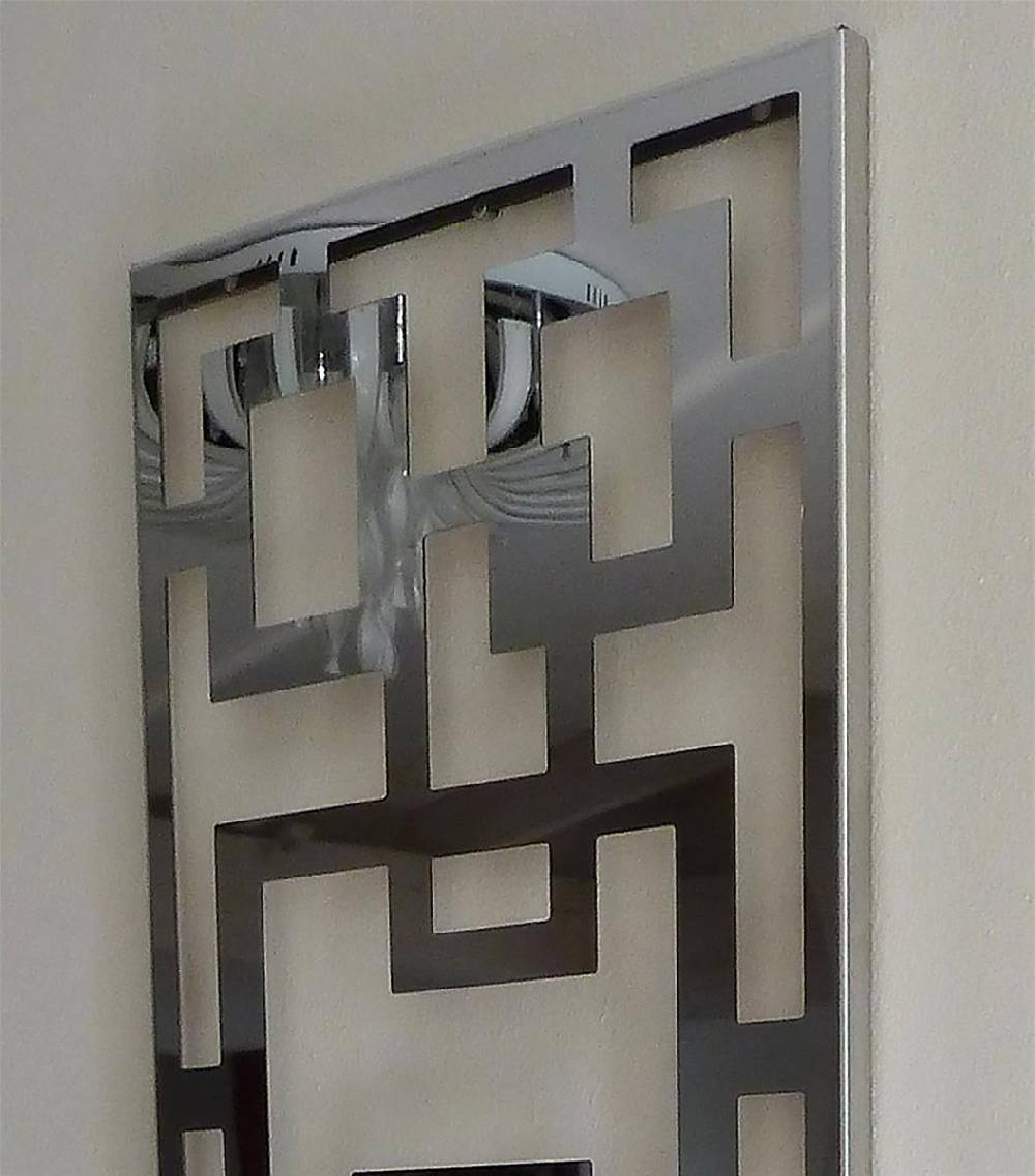 Szagato Garderobe Wandgarderobe Design Rechteck 140x40cm Edelstahl poliert SZAGATO Garderobe Metall Garderobe Wand Garderobenpaneel Garderobenleiste Flur Tägliche Deals