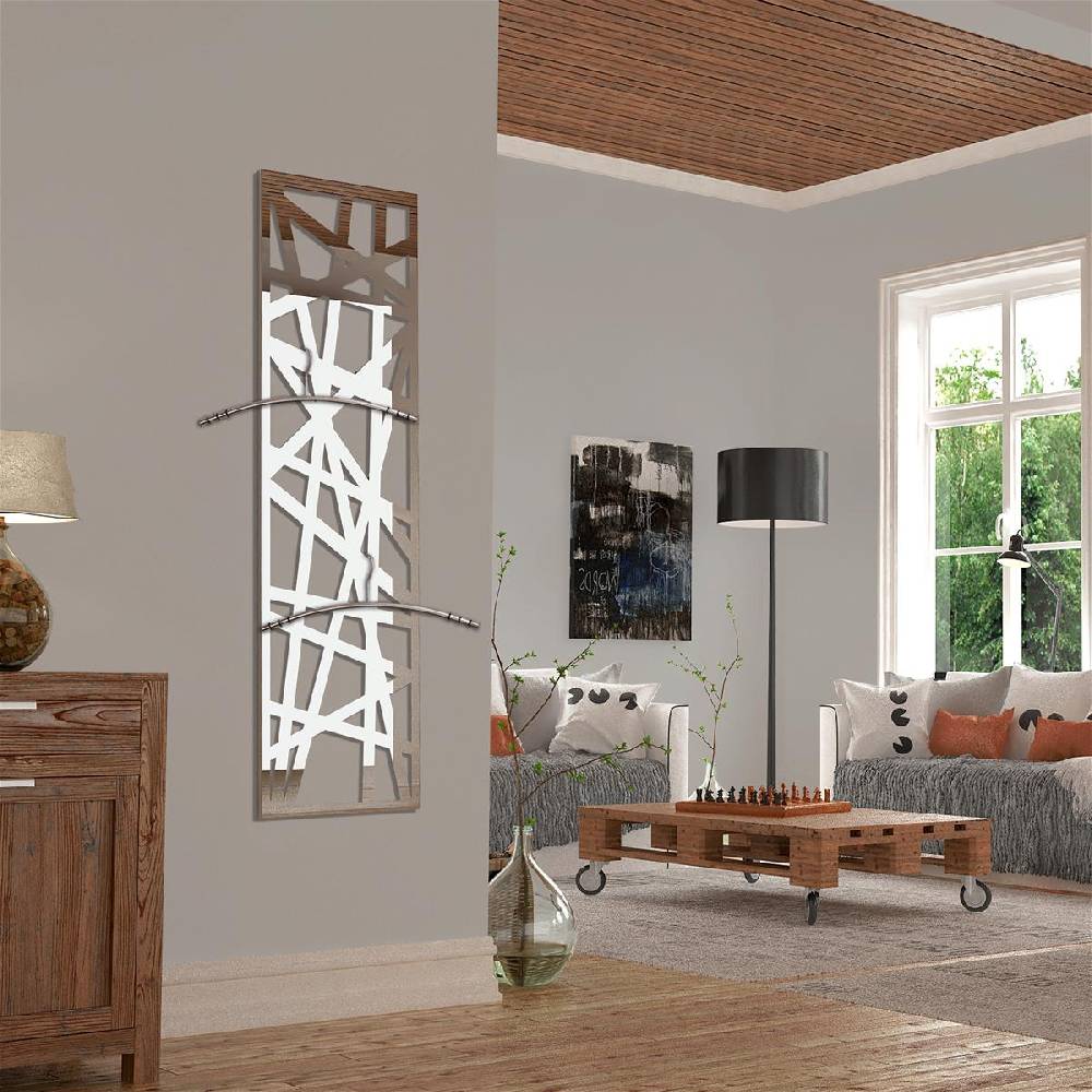 Szagato Garderobe Wandgarderobe Design Stripes 140x40cm Edelstahl poliert SZAGATO Garderobe Metall Wand Garderobenpaneel Garderobenleiste Flurgarderobe