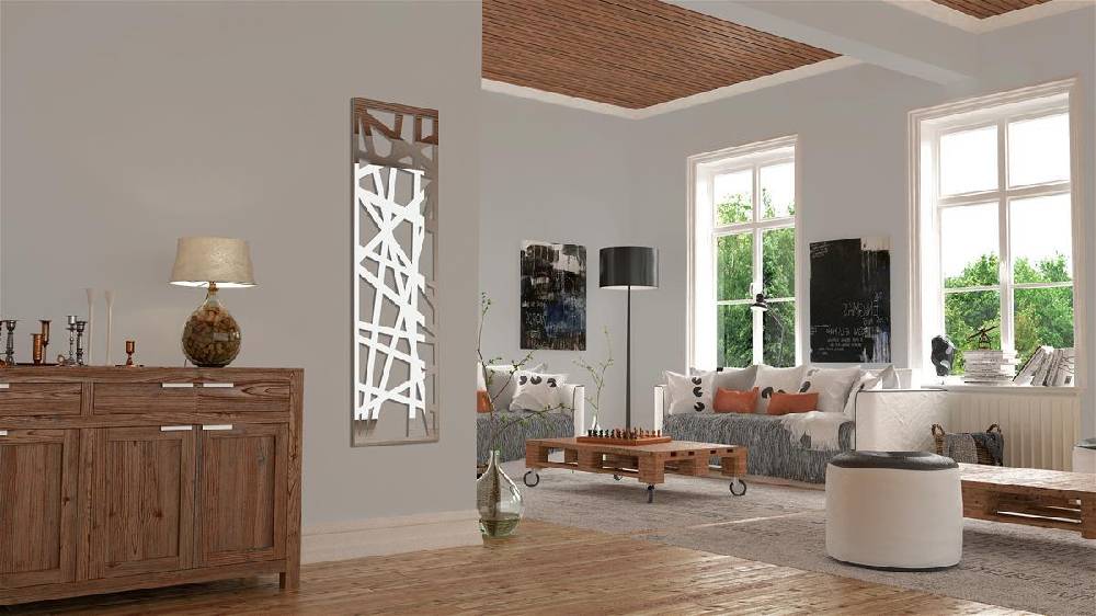 Szagato Garderobe Wandgarderobe Design Stripes 140x40cm Edelstahl poliert SZAGATO Garderobe Metall Wand Garderobenpaneel Garderobenleiste Flurgarderobe Sonderangebote