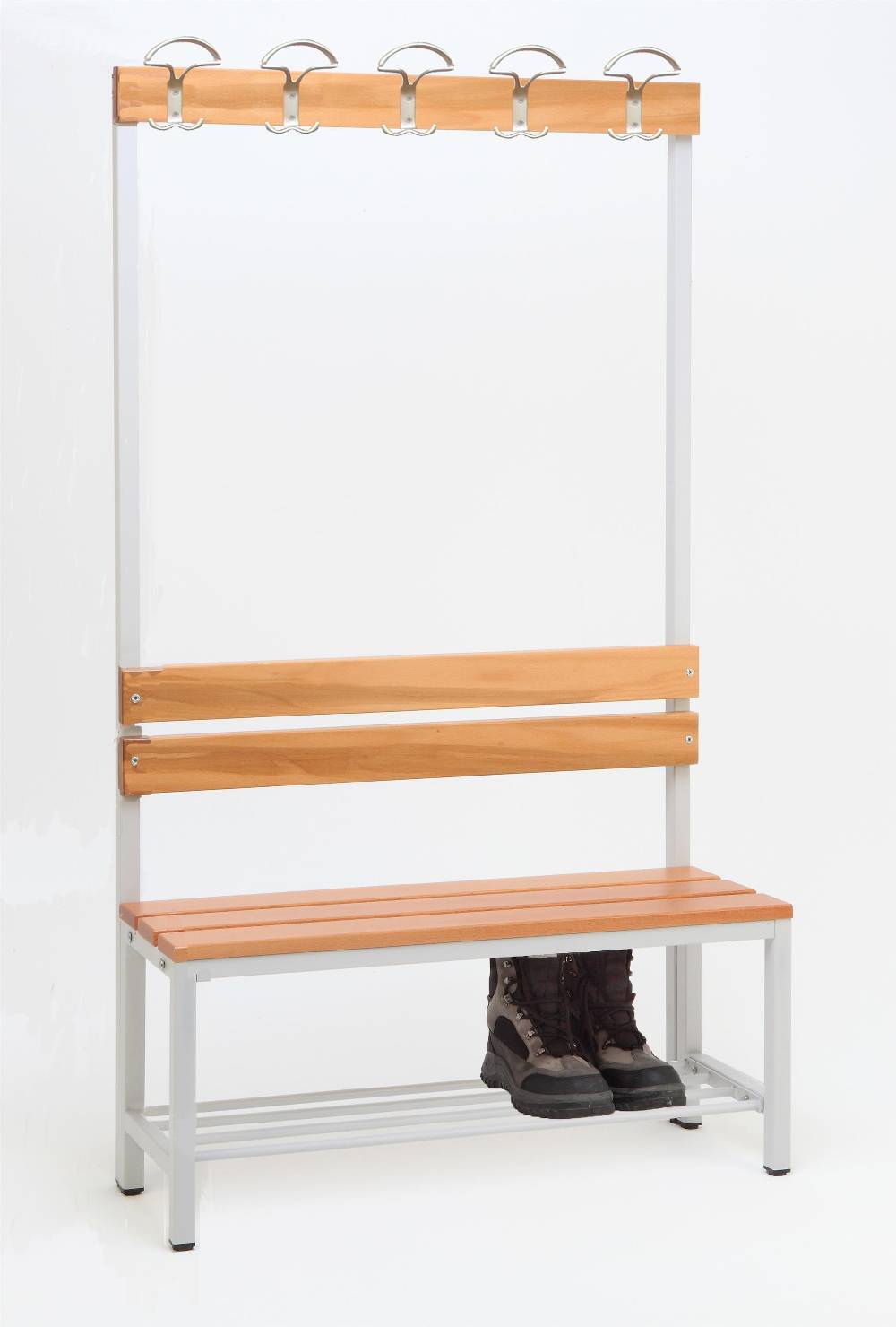 Szagato Garderobenbank mit Haken 1-seitig mit Schuhrost HxBxT 170x100x30cm Marke SZAGATO Umkleidebank Umkleide Sitzbank Garderobe mit Sitzbank für Schulen Super Sparpreis