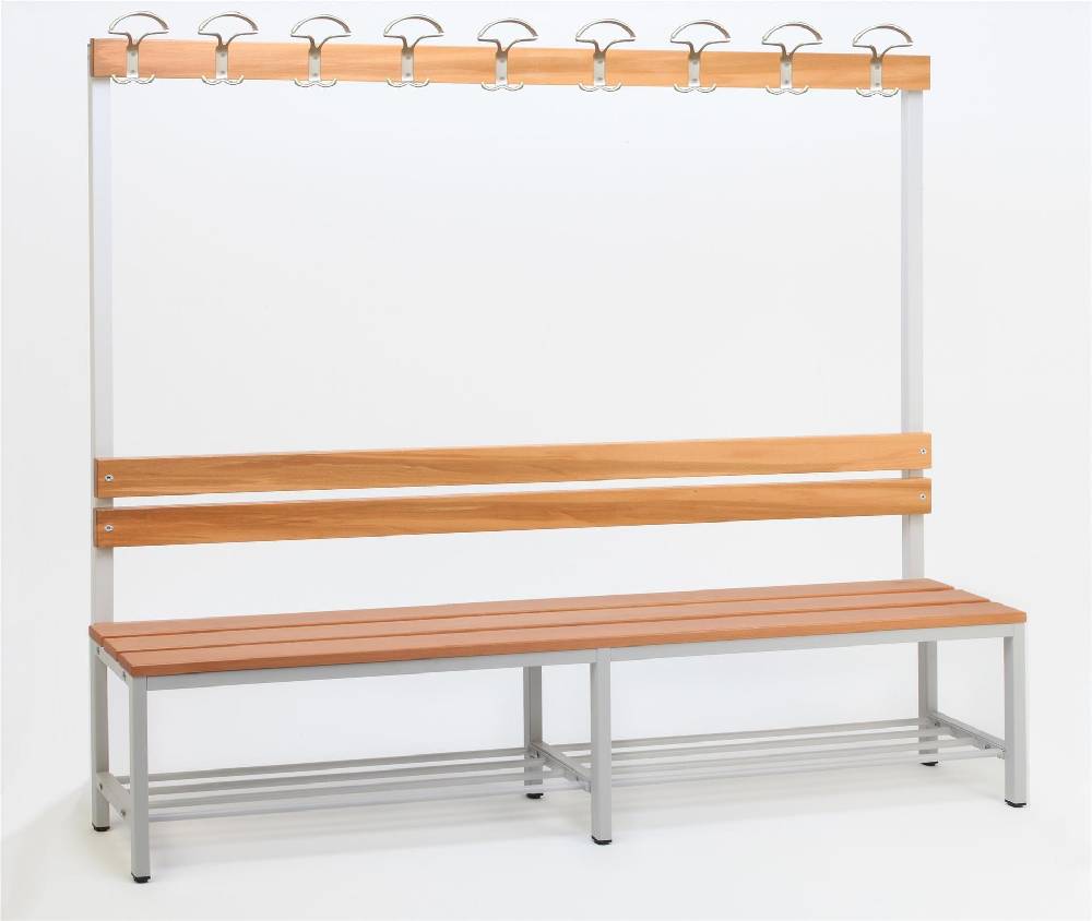 Szagato Garderobenbank mit Haken 1-seitig mit Schuhrost HxBxT 170x200x30cm Marke SZAGATO Umkleidebank Umkleide Sitzbank Garderobe mit Sitzbank für Schulen