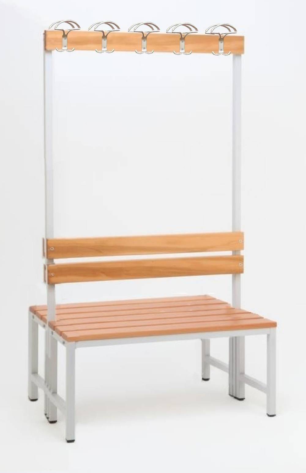 Szagato Garderobenbank mit Haken 2-seitig 2 Sitzbänke HxBxT 170x100x60cm Marke SZAGATO Umkleidebank Umkleide Sitzbank Garderobe mit Sitzbank Turnhalle