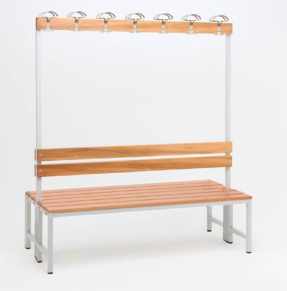 Szagato Garderobenbank mit Haken 2-seitig 2 Sitzbänke HxBxT 170x150x60cm Marke SZAGATO Umkleidebank Umkleide Sitzbank Garderobe mit Sitzbank Teennis