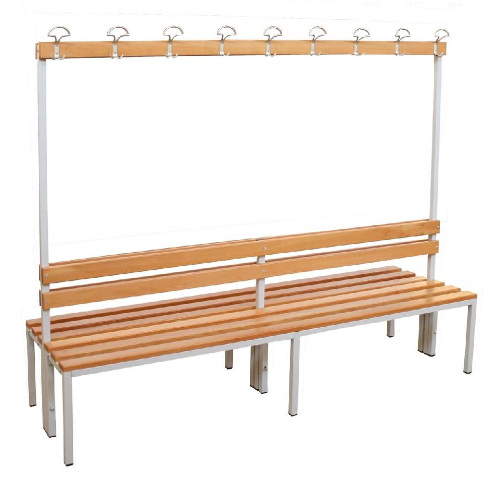 Szagato Garderobenbank mit Haken 2-seitig 2 Sitzbänke HxBxT 170x200x60cm Marke SZAGATO Umkleidebank Umkleide Sitzbank Garderobe mit Sitzbank Fussball