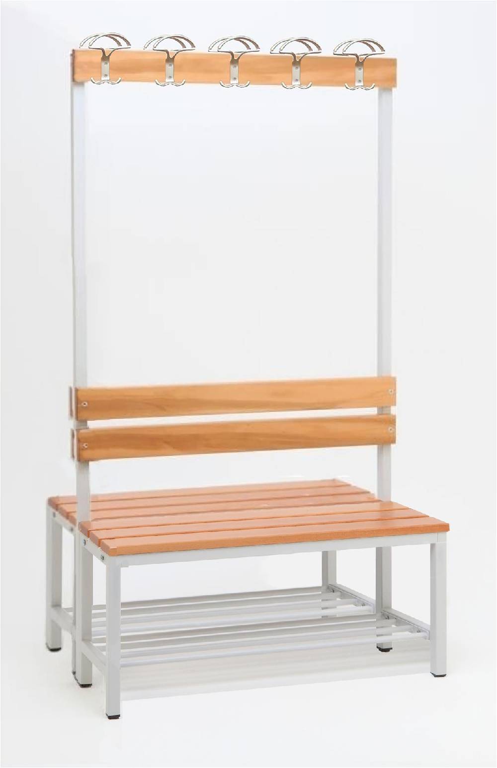 Szagato Garderobenbank mit Haken 2-seitig 2 Sitzbänke mit Schuhrost HxBxT 170x100x60cm Marke SZAGATO Umkleidebank Umkleide Sitzbank Garderobe mit Sitzbank