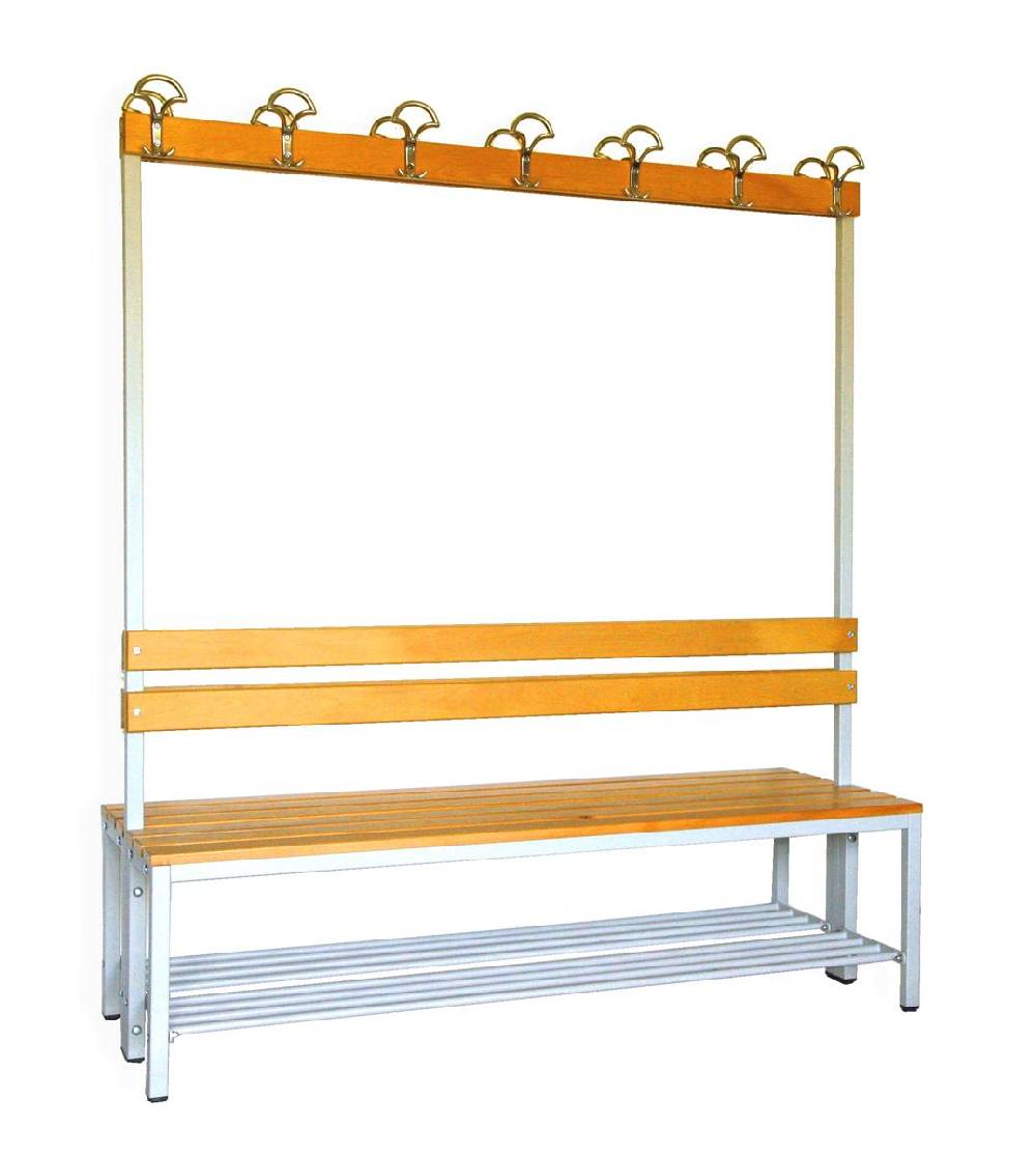 Szagato Garderobenbank mit Haken 2-seitig 2 Sitzbänke mit Schuhrost HxBxT 170x150x60cm Marke SZAGATO Umkleidebank Umkleide Sitzbank Garderobe mit Sitzbank