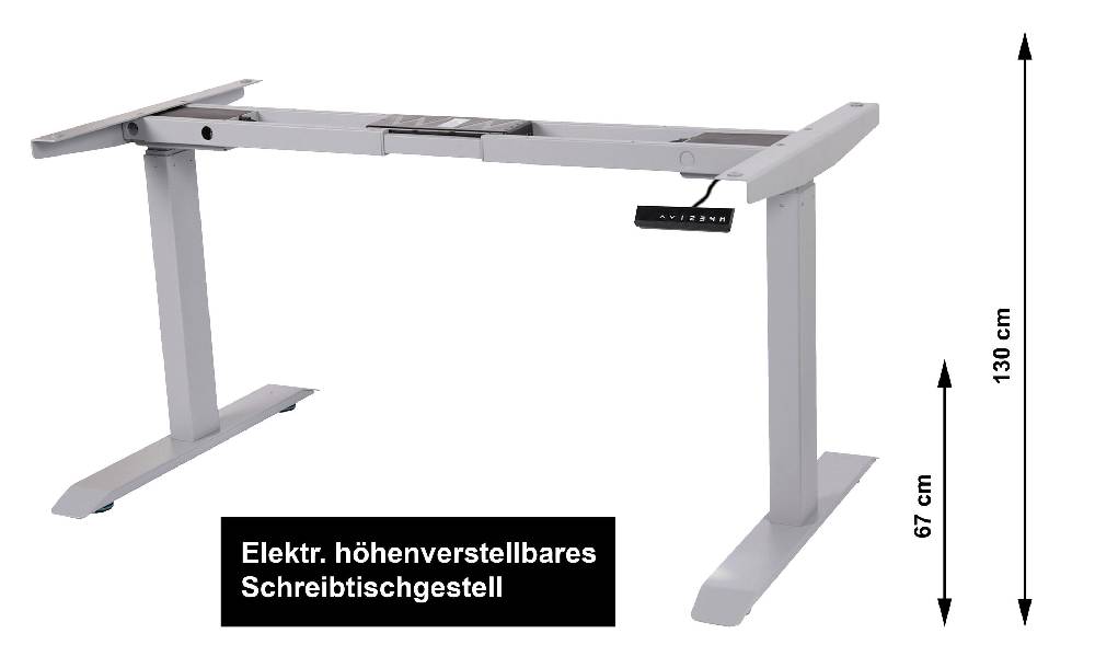 Szagato Gestell höhenverstellbarer Schreibtisch 118x70x62-127cm lichtgrau für Platten von 120-180cm mit Memory-Funktion SZAGATO höhenverstellbarer Schreibti
