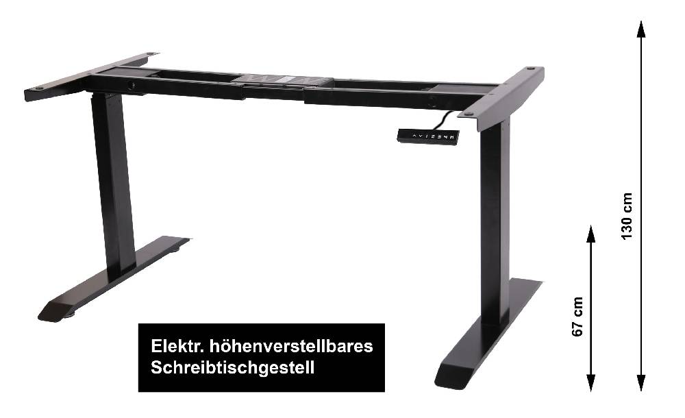Szagato Gestell höhenverstellbarer Schreibtisch 118x70x62-127cm schwarz für Platten von 120-180cm mit Memory-Funktion SZAGATO höhenverstellbarer Schreibti