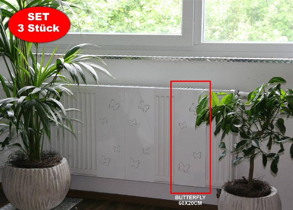 Szagato Heizkörperverkleidung 60 x 20cm Design Butterfly weiß (SET= 3 Stück) SZAGATO Heizungsverkleidung Verkleidung Heizkörper Abdeckung für Heizkörper Meist gekauft