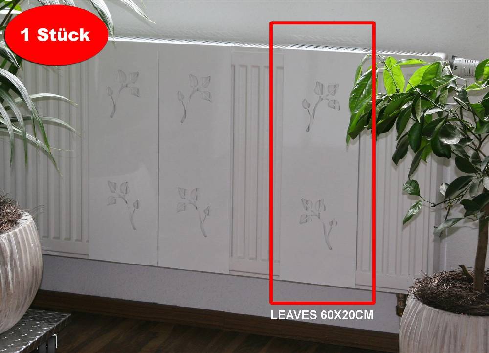 Szagato Heizkörperverkleidung 60 x 20cm Design Leaves weiß 1 Stück SZAGATO Heizungsverkleidung Verkleidung Heizkörper Abdeckung Heizkörper Heizungsabdeckung Fabrik Onlineshop