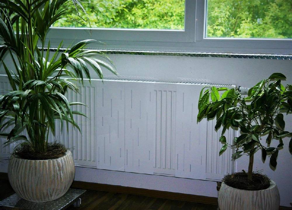 Szagato Heizkörperverkleidung 60 x 20cm Design Rain weiß (1 Stück) SZAGATO Heizungsverkleidung Verkleidung Heizkörper Abdeckung Heizkörper Heizungsabdeckung