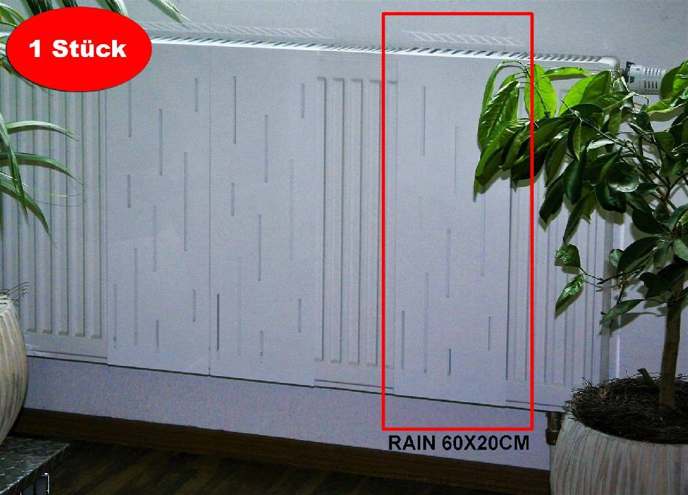 Szagato Heizkörperverkleidung 60 x 20cm Design Rain weiß (1 Stück) SZAGATO Heizungsverkleidung Verkleidung Heizkörper Abdeckung Heizkörper Heizungsabdeckung Fabrikpreis