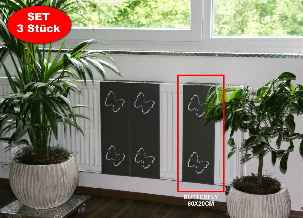 Szagato Heizkörperverkleidung 60x 20cm Butterfly anthrazit moonstone SET= 3 Stück SZAGATO Heizungsverkleidung Verkleidung Heizkörper Abdeckung für Heizkörper Sonderangebot