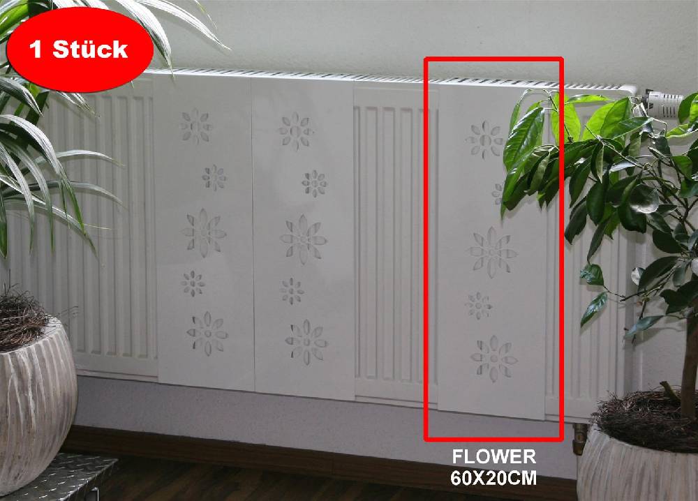 Szagato Heizkörperverkleidung 60x 20cm Design Flower weiß (1 Stück) SZAGATO Heizungsverkleidung Verkleidung Heizkörper Abdeckung Heizkörper Heizungsabdeckung Rabatt