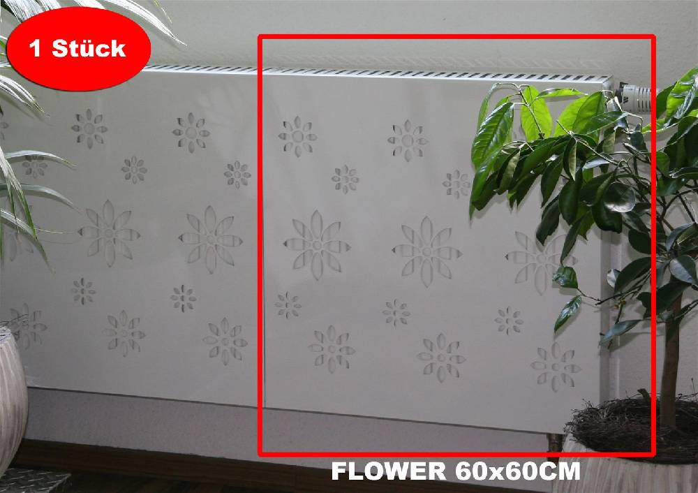 Szagato Heizkörperverkleidung 60x 60cm Design Flower weiß (1 Stück) SZAGATO Heizungsverkleidung Verkleidung Heizkörper Abdeckung Heizkörper Heizungsabdeckung Versandkostenfrei