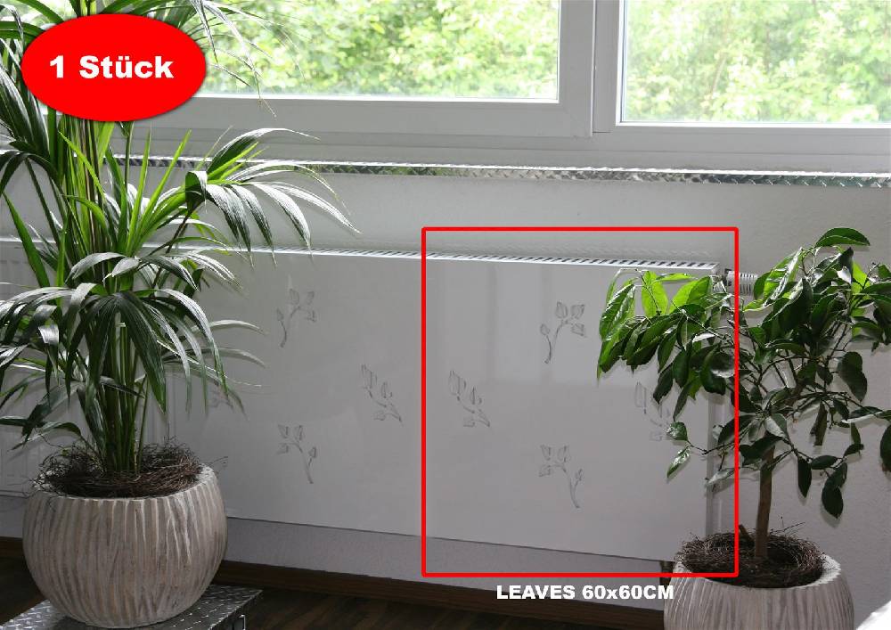 Szagato Heizkörperverkleidung 60x 60cm Design Leaves weiß (1 Stück) SZAGATO Heizungsverkleidung Verkleidung Heizkörper Abdeckung Heizkörper Heizungsabdeckung Großer Ausverkauf