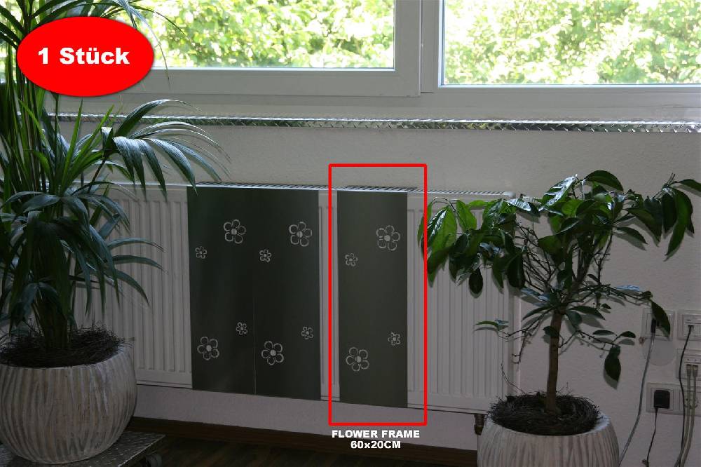 Szagato Heizkörperverkleidung Edelstahl 60 x 20cm Design Flower Frame (1 Stück) SZAGATO Heizungsverkleidung Verkleidung Heizkörper Abdeckung für Heizkörper Begrenztes Angebot