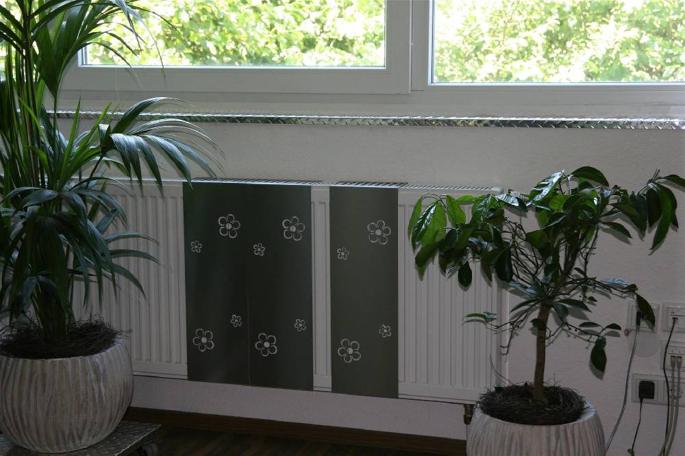 Szagato Heizkörperverkleidung Edelstahl 60 x 20cm Design Flower Frame (3 Stück) SZAGATO Heizungsverkleidung Verkleidung Heizkörper Abdeckung für Heizkörper