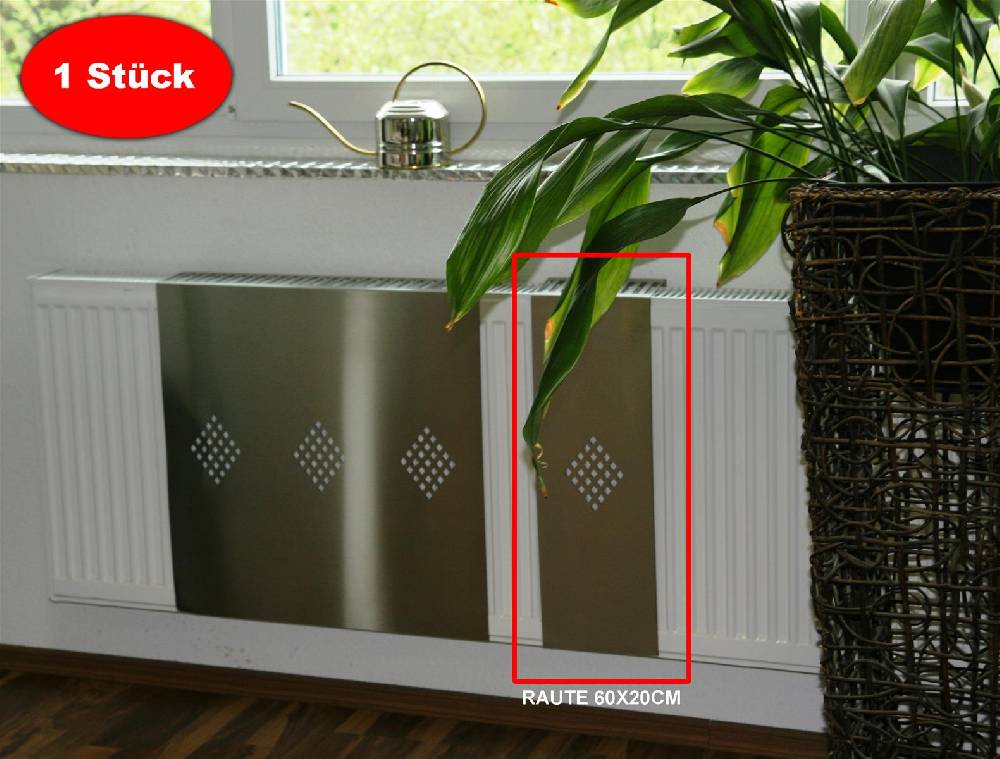 Szagato Heizkörperverkleidung Edelstahl 60 x 20cm Design Raute (1 Stück) SZAGATO Heizungsverkleidung Verkleidung Heizkörper Abdeckung für Heizkörper Exklusivangebot