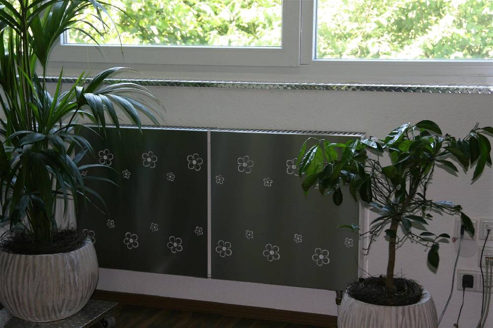 Szagato Heizkörperverkleidung Edelstahl 60 x 60cm Design Flower Frame (1 Stück) SZAGATO Heizungsverkleidung Verkleidung Heizkörper Abdeckung für Heizkörper