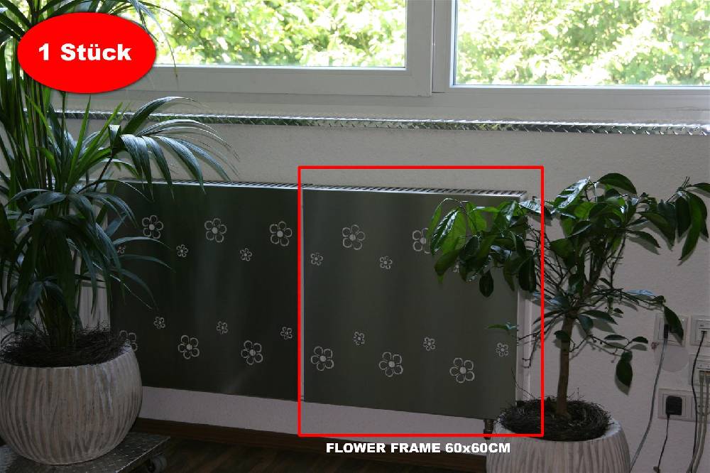 Szagato Heizkörperverkleidung Edelstahl 60 x 60cm Design Flower Frame (1 Stück) SZAGATO Heizungsverkleidung Verkleidung Heizkörper Abdeckung für Heizkörper Saisonschlussverkauf