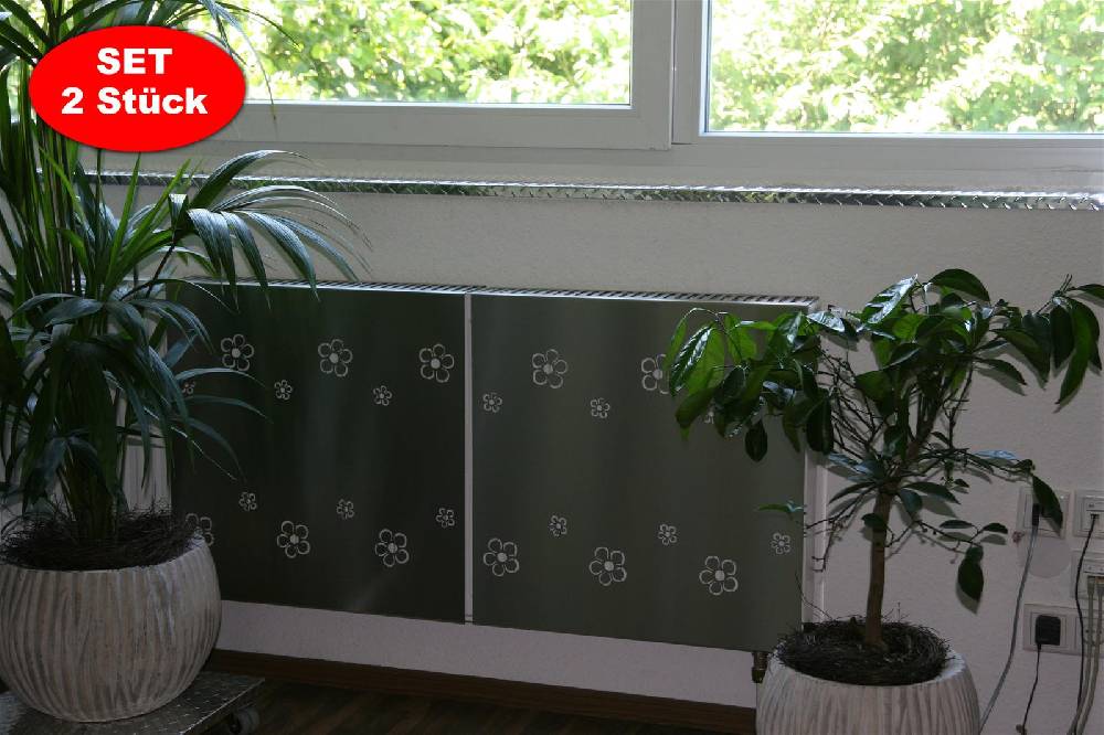 Szagato Heizkörperverkleidung Edelstahl 60 x 60cm Design Flower Frame (2 Stück) SZAGATO Heizungsverkleidung Verkleidung Heizkörper Abdeckung für Heizkörper Black Friday