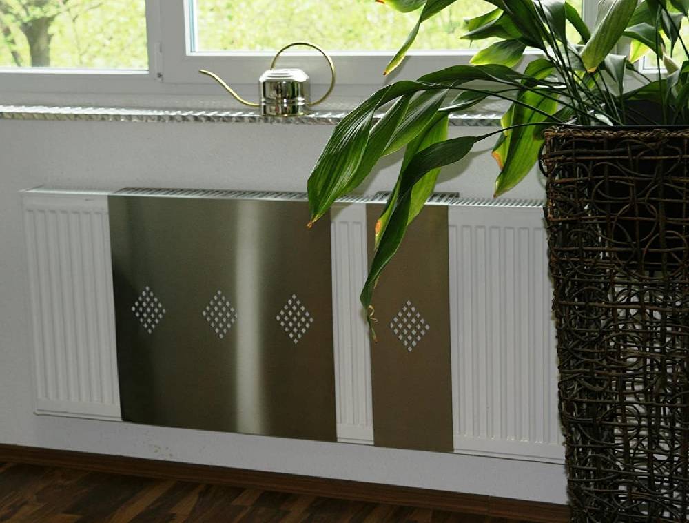 Szagato Heizkörperverkleidung Edelstahl 60 x 60cm Design Raute (1 Stück) SZAGATO Heizungsverkleidung Verkleidung Heizkörper Abdeckung für Heizkörper