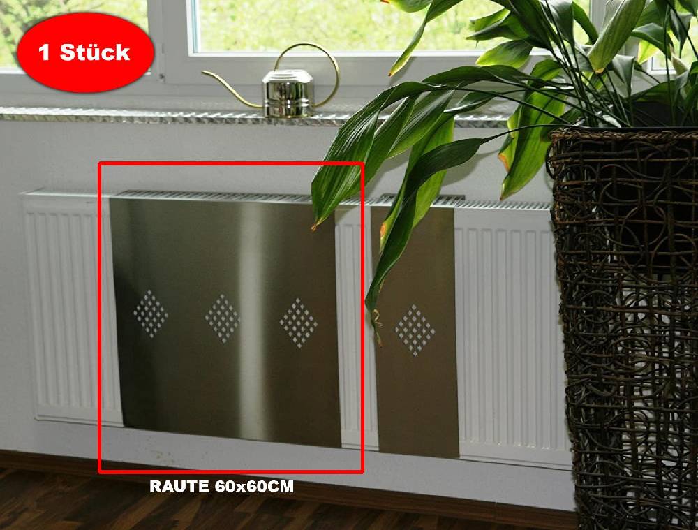 Szagato Heizkörperverkleidung Edelstahl 60 x 60cm Design Raute (1 Stück) SZAGATO Heizungsverkleidung Verkleidung Heizkörper Abdeckung für Heizkörper Cyber Monday