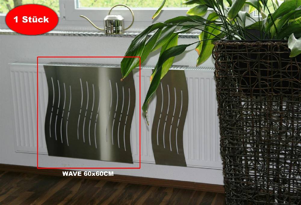 Szagato Heizkörperverkleidung Edelstahl 60 x 60cm Design Wave (1 Stück) SZAGATO Heizungsverkleidung Verkleidung Heizkörper Abdeckung für Heizkörper Osterangebot