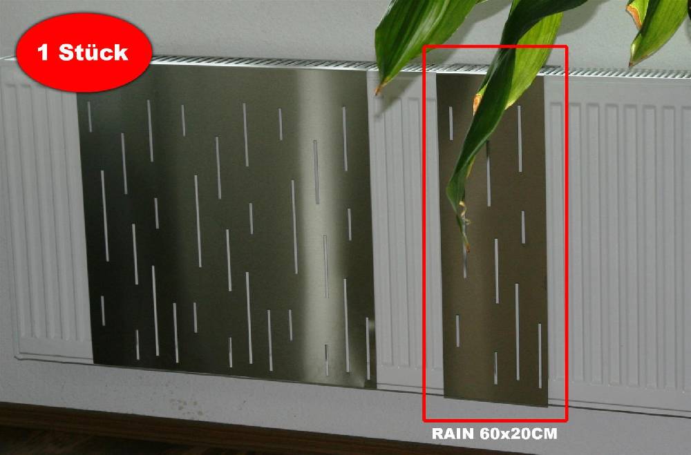 Szagato Heizkörperverkleidung Edelstahl matt 60 x 20cm Design Rain (1 Stück) SZAGATO Heizungsverkleidung Verkleidung Heizkörper Abdeckung für Heizkörper Heißer Verkauf