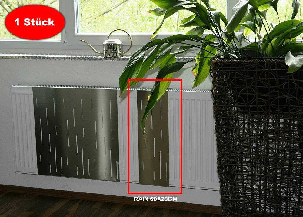 Szagato Heizkörperverkleidung Edelstahl matt 60 x 60cm Design Rain (1 Stück) SZAGATO Heizungsverkleidung Verkleidung Heizkörper Abdeckung für Heizkörper Neueste Mode