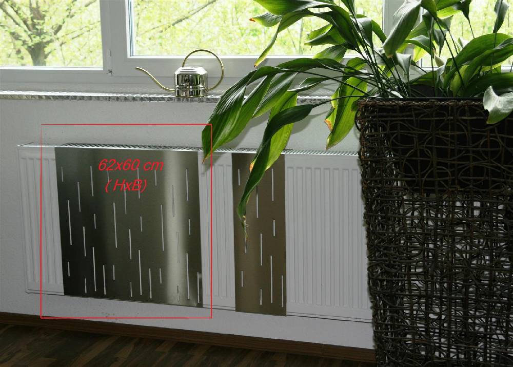 Szagato Heizkörperverkleidung Edelstahl matt 60 x 60cm Design Rain (1 Stück) SZAGATO Heizungsverkleidung Verkleidung Heizkörper Abdeckung für Heizkörper Neueste Mode