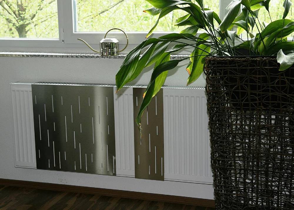 Szagato Heizkörperverkleidung Edelstahl matt 60 x 60cm Design Rain SET = 2 Stück SZAGATO Heizungsverkleidung Verkleidung Heizkörper Abdeckung für Heizkörper