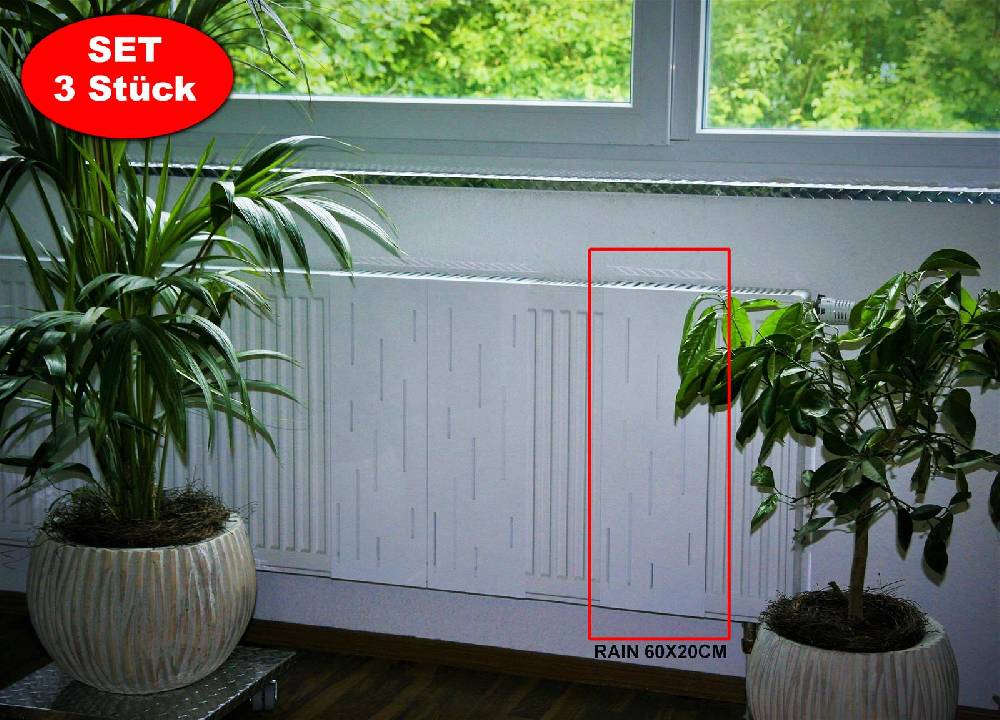 Szagato Heizkörperverkleidung 60 x 20cm Design Rain weiß (SET=3 Stück) SZAGATO Heizungsverkleidung Verkleidung Heizkörper Abdeckung für Heizkörper Zeitlich begrenztes Angebot